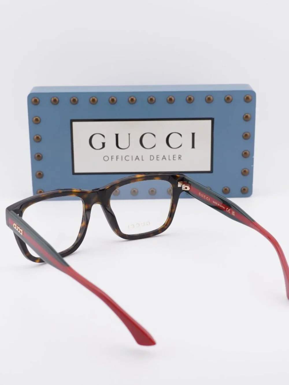 Gucci GG1870O 002 Square Eyeglasses 53mm - Havana / Green / Red